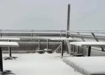 Premiers flocons de neige au sommet de l’Aigoual