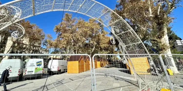 Montpellier : montage du Marché de Noël