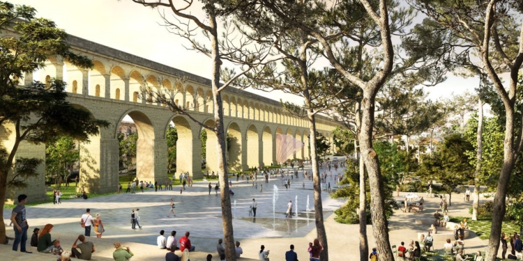 Montpellier : le parking des arceaux remplacé par une place arborée avec fontaines