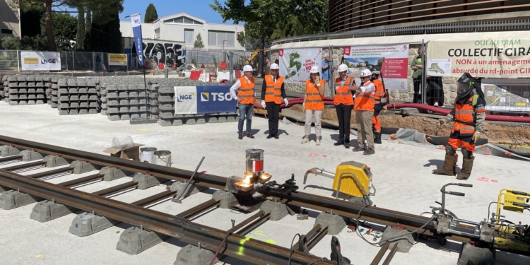 Montpellier : Première soudure des rails de la Ligne 5 de tramway