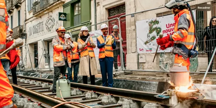 Montpellier : les rails de la L5 débarquent sur l'avenue Clémenceau