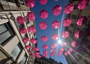 La Rue De La Loge Se Pare De 400 Parapluies Roses
