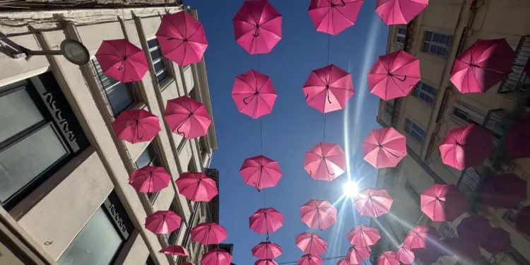 La Rue De La Loge Se Pare De 400 Parapluies Roses